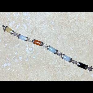 Vintage 925 Multicolor Jade link bracelet